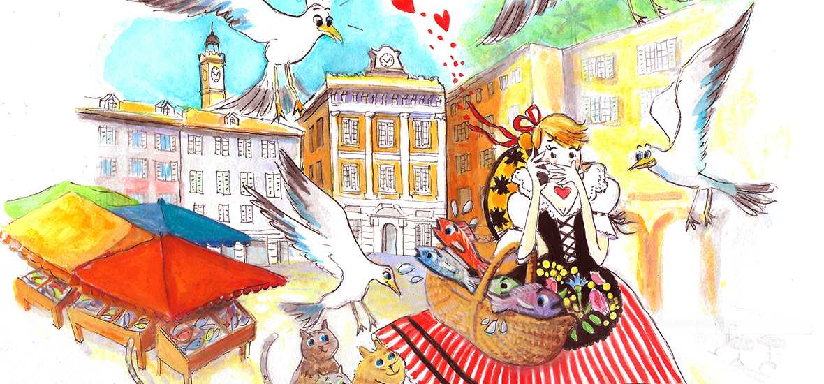 Ma petite niçoise place saint François carte postale affiche illustration